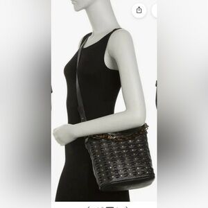 Frye Jade Bucket Crossbody Bag with Leather Handle and Tortoise Handle